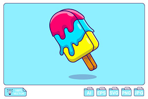 Popsicle Ice Cream Cartoon Vector, a Food Illustration by Artstorystudio