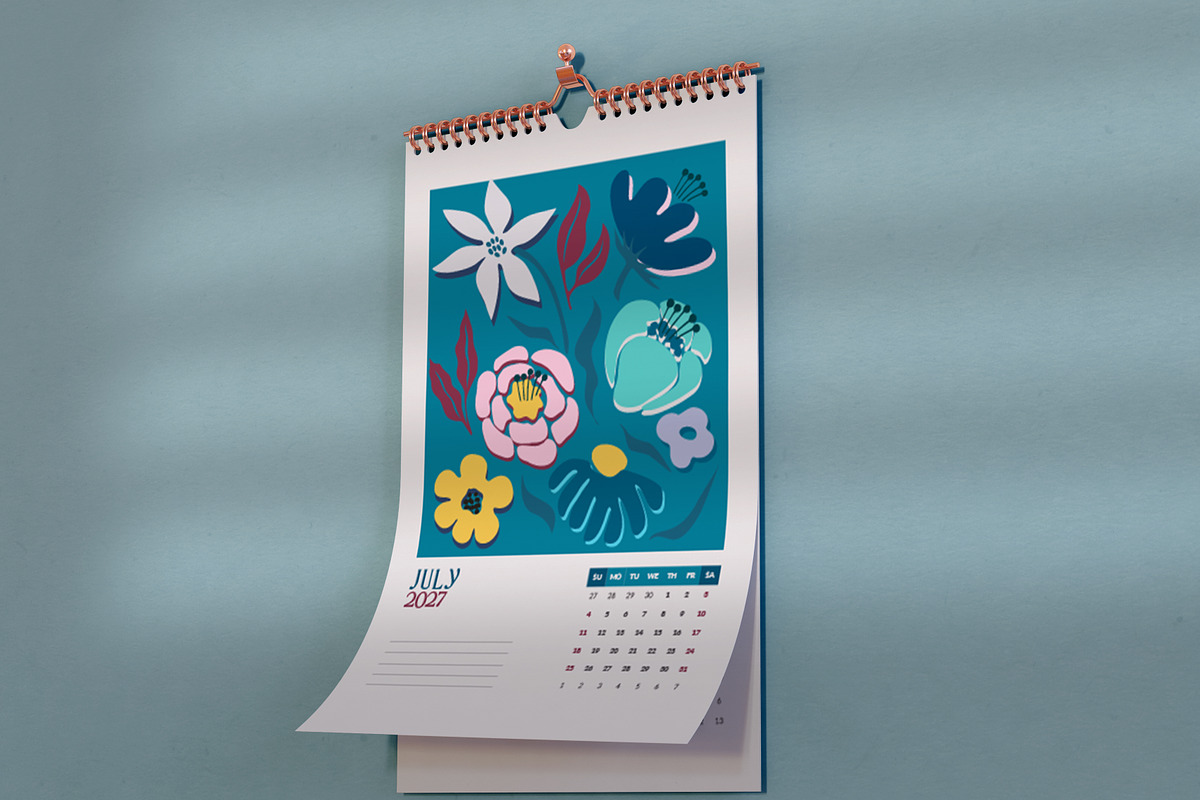 2027 Floral Calendar Template Vector, a Stationery Template by Peacock_design (Photo 10 of 15)