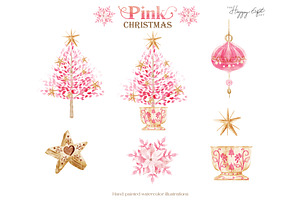 Pink Bow Christmas Illustrations