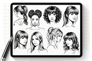 Procreate Hairstyles Portrait Stamps, a Brushes & More by LaurenceVArtiste (Thumbnail 8 of 8)