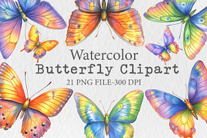 Watercolor Butterfly Clipart, an Illustration by Libby Wishes