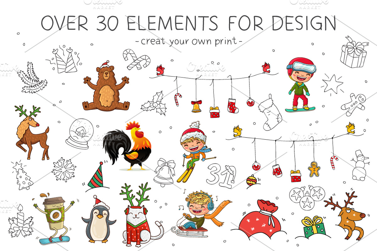 Christmas Pack 2017, an Animal Illustration by chekart (Photo 4 of 4)