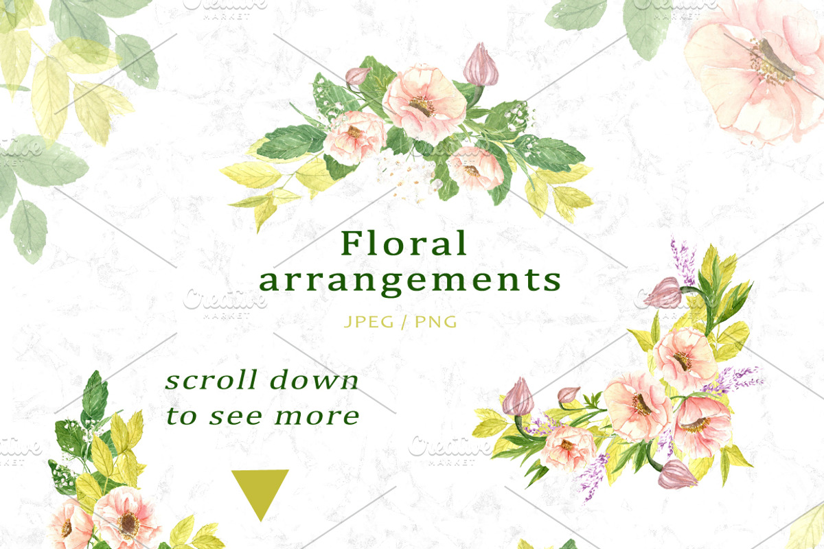 Pretty Flowers - Watercolor ClipArt, an Illustration by OlgaSerbun (Photo 3 of 5)