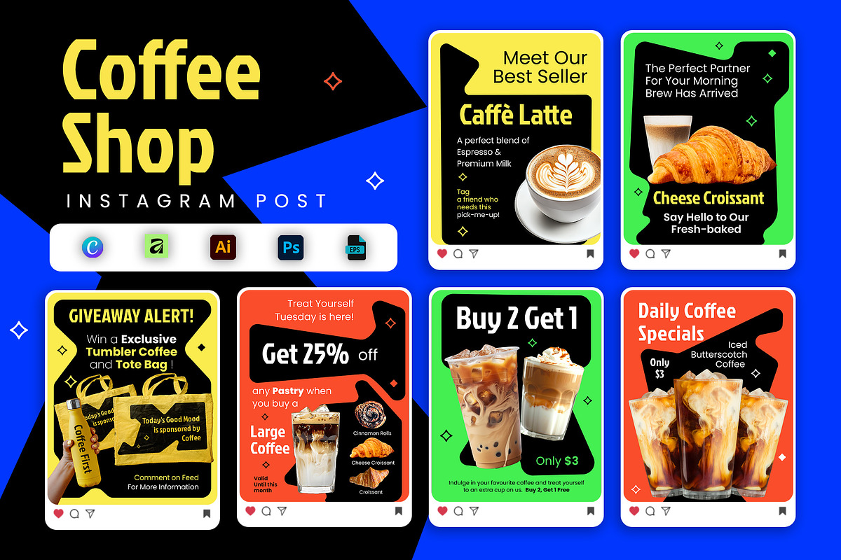 Vibrant Coffee Shop - Social Media, a Social Media Template by Jiwstudio (Photo 1 of 5)