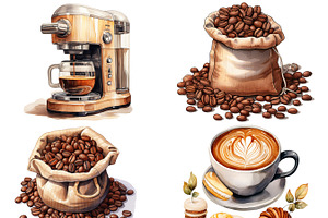 Coffee Shop Elements Clipart Bundle