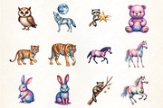 Watercolor Starry Galaxy Animals Cli, an Illustration by CrexoraLab (Thumbnail 5 of 5)