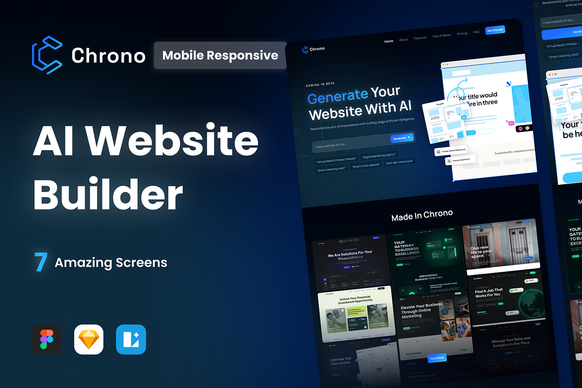 Chrono - AI Website Builder UI Kit, an UI Kit Template by Agensip Design Agency (Photo 1 of 10)