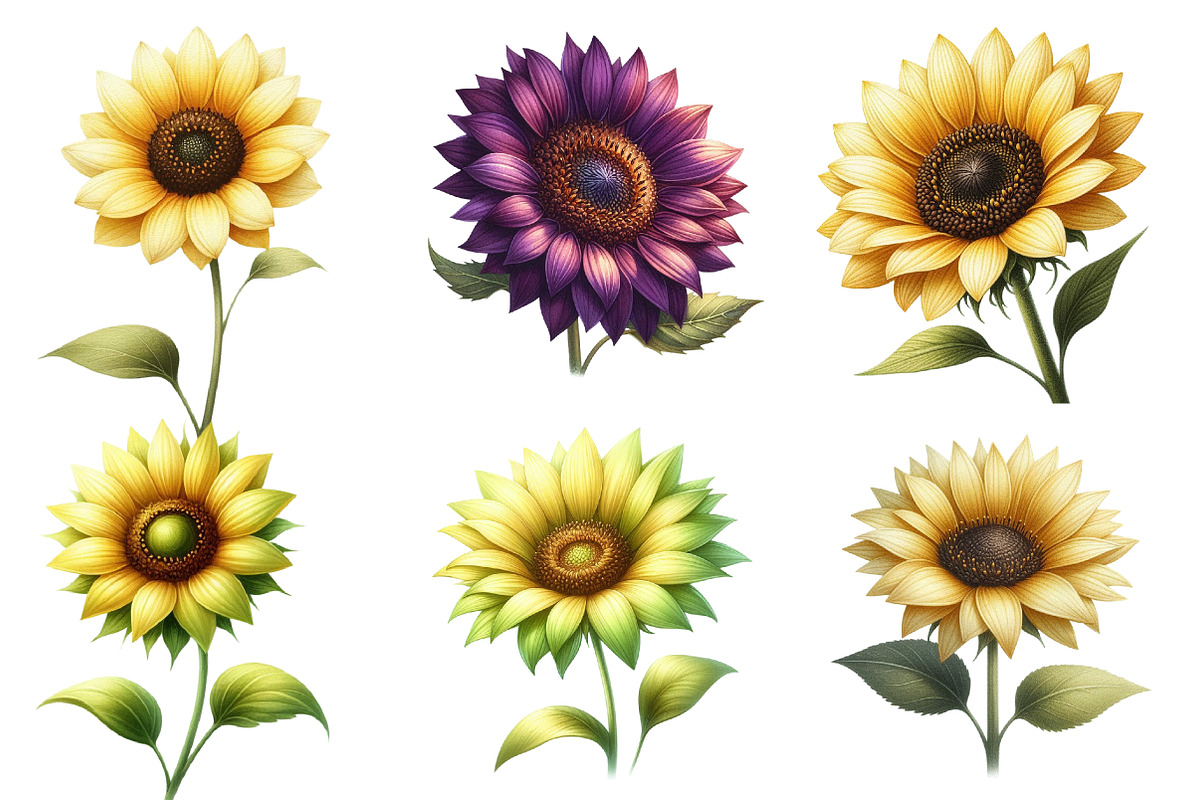Whimsical Sun flower spring Clipar, an Illustration by Designworld (Photo 4 of 5)