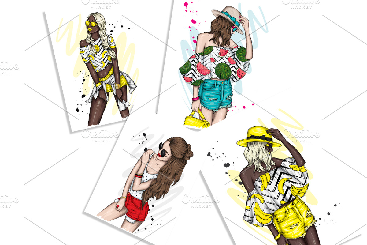 Stylish girls in summer clothes., an Object Illustration by Vitaliy Grin (Photo 3 of 3)