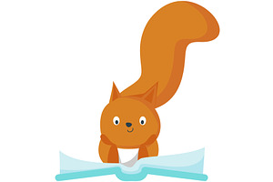 Squirrel with book vector cute, an Animal Illustration by SiberianArt