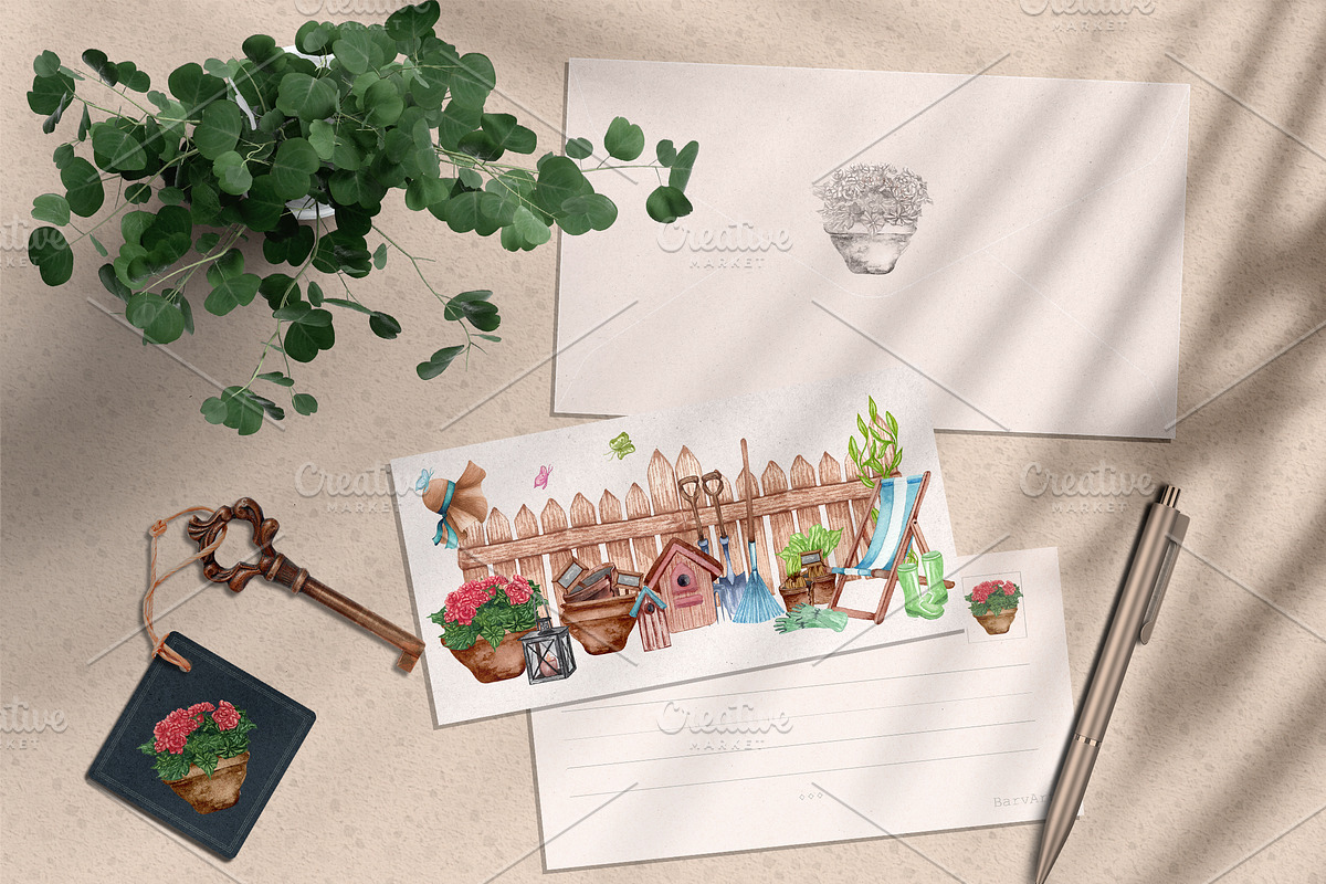 Gardening Watercolor Set, a Seasonal Illustration by BarvArt (Photo 4 of 14)