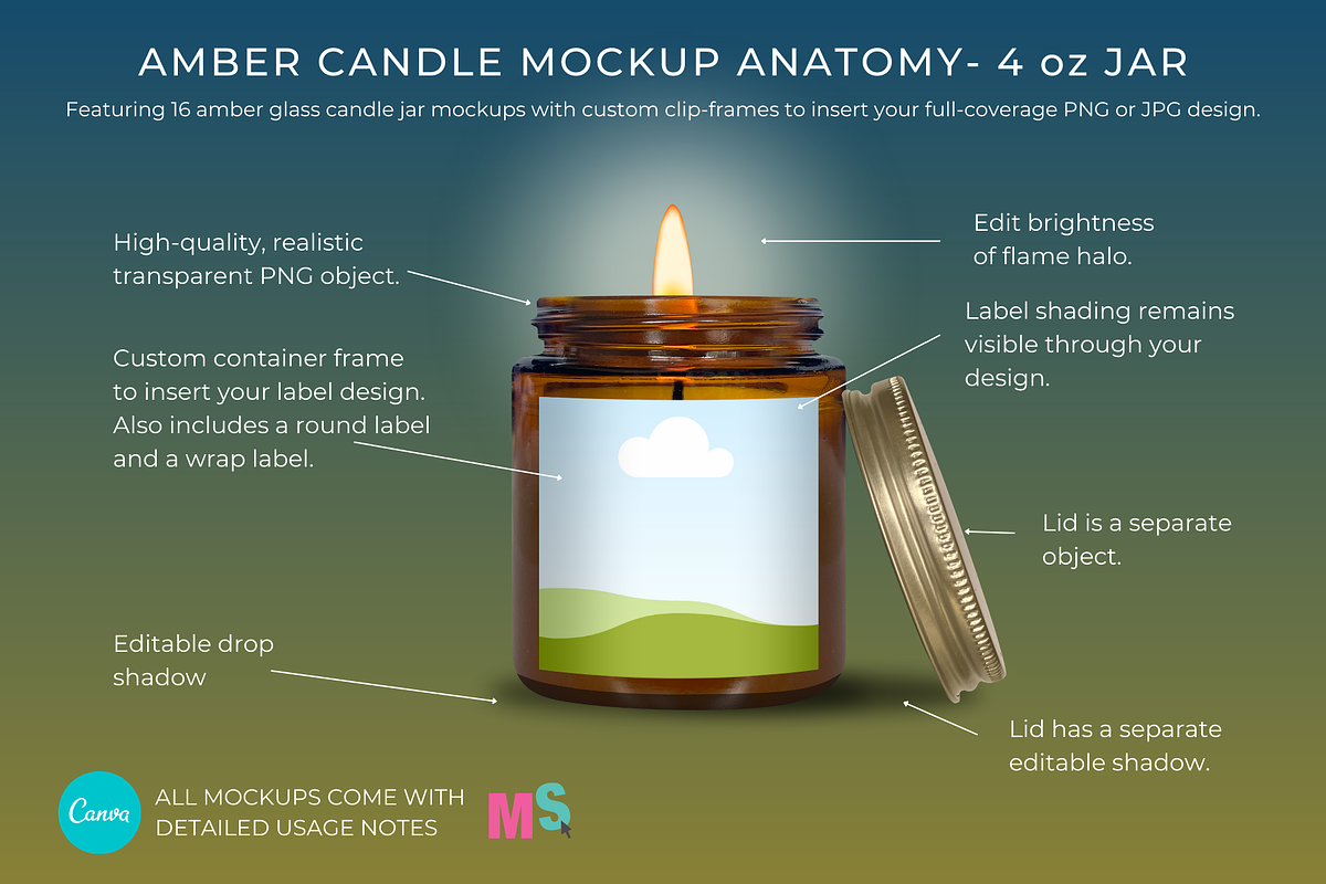 Amber Candle Jar Mockup for Canva, a Mockup by Mockup Scene (Photo 3 of 21)