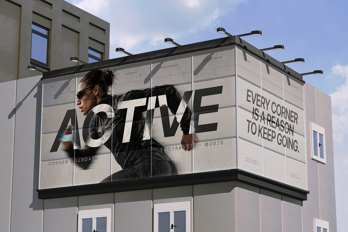 Corner Billboard Mockup, an Advertising Mockup by SLAB! Design (Photo 3 of 7)