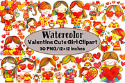 Valentine Cute Girl Clipart, an Illustration by Design Market (Thumbnail 1 of 3)
