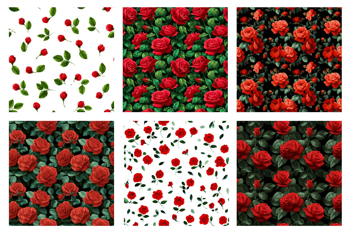 Red Roses Seamless Patterns, a Texture Illustration by Dream Creation (Photo 3 of 5)