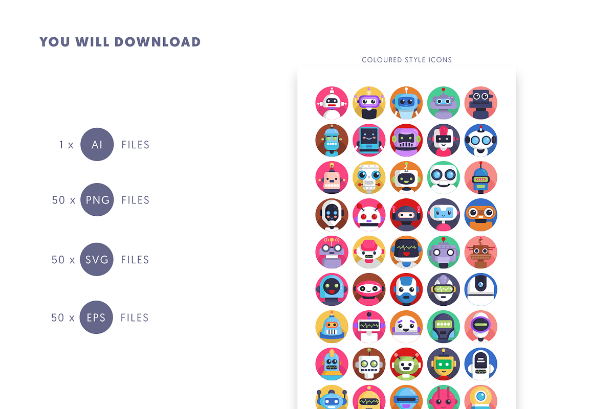 50 Cartoon Robot Avatar Icons Set, an Outline Icon by Dighital (Photo 10 of 10)