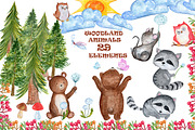 Watercolour forest animals clipart, an Animal Illustration by vivastarkids (Thumbnail 1 of 3)