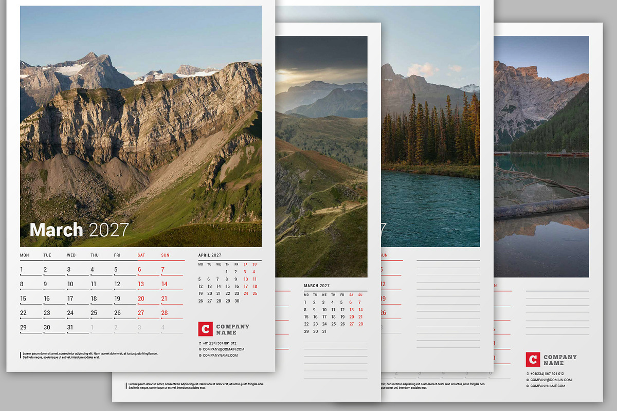 Wall Calendar 2027 (WC039-27), a Stationery Template by mikhailmorosin (Photo 6 of 7)