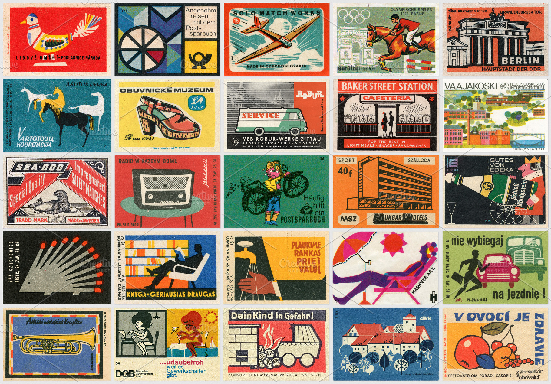 Vintage mid century matchbox labels, a Wallpaper Photo by BOOCYS