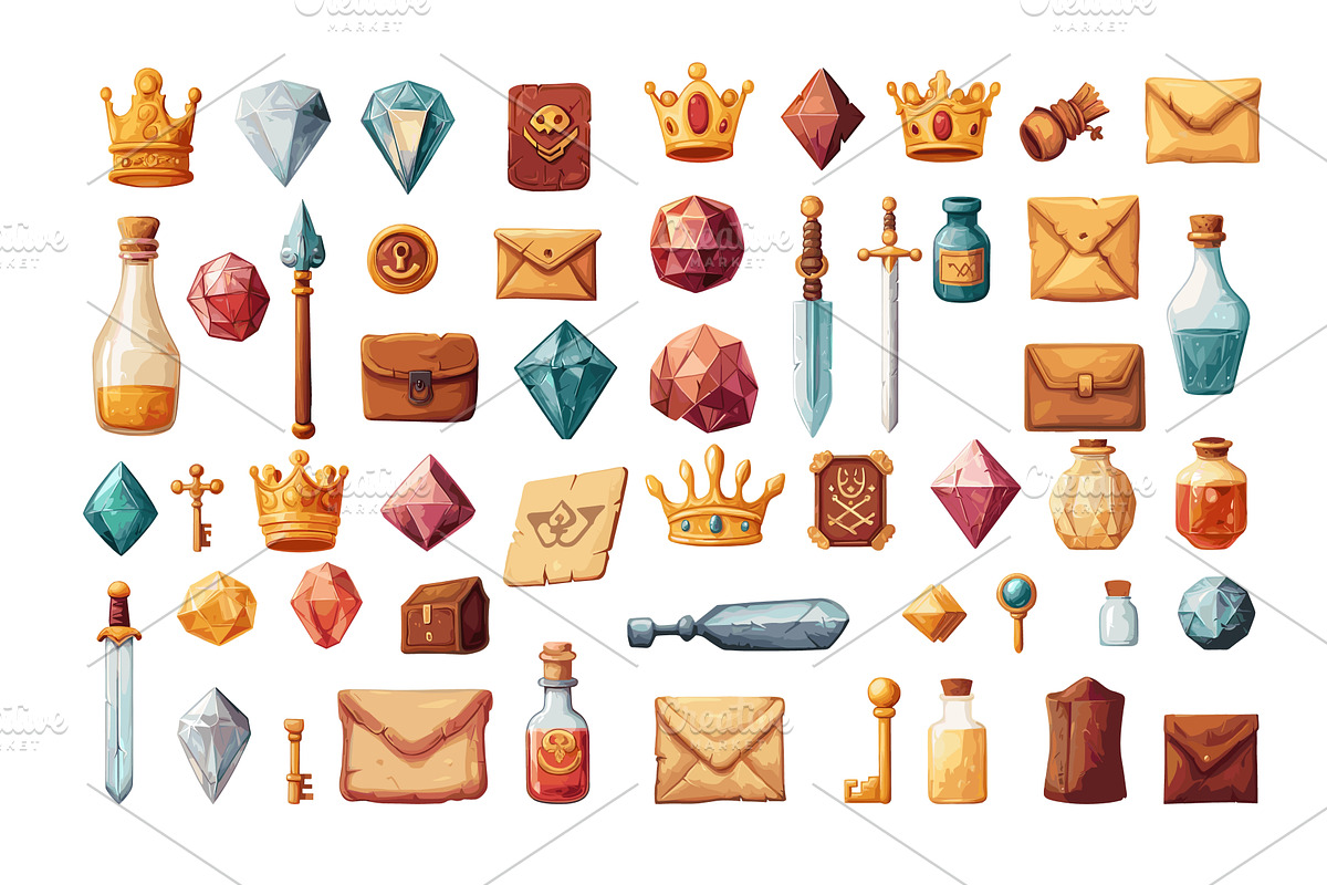 Cartoon treasure adventure stuff, an Object Illustration by Stock-Smart-Start