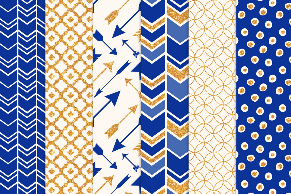 Royal Blue & Gold Glitter Patterns, a Pattern Graphic by Amanda Ilkov (Photo 3 of 3)