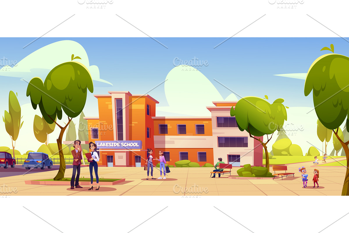 School building exterior with, an Education Illustration by art PVP - market
