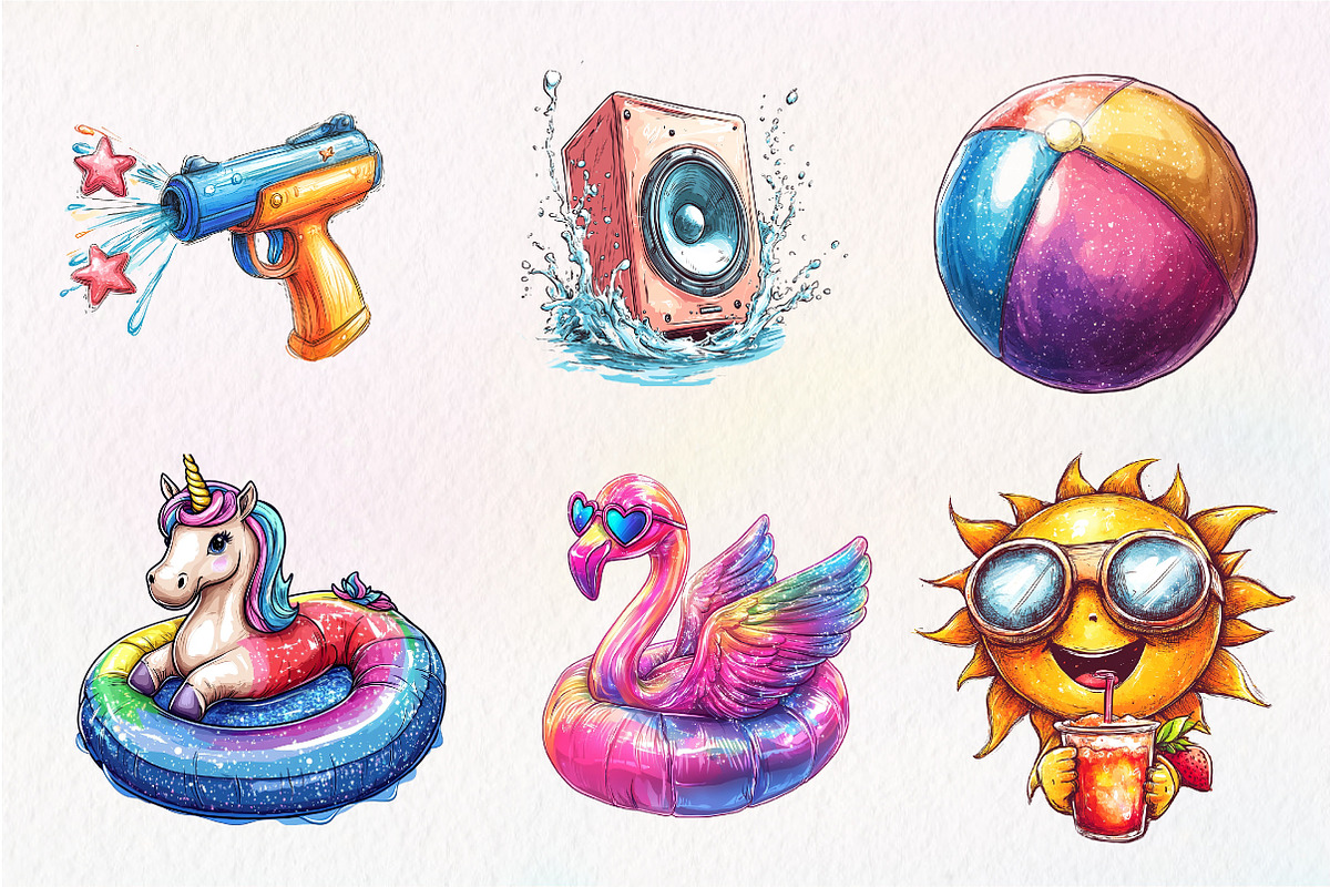 Colorful Pool Party Clipart, an Illustration by CreationArt (Photo 4 of 5)