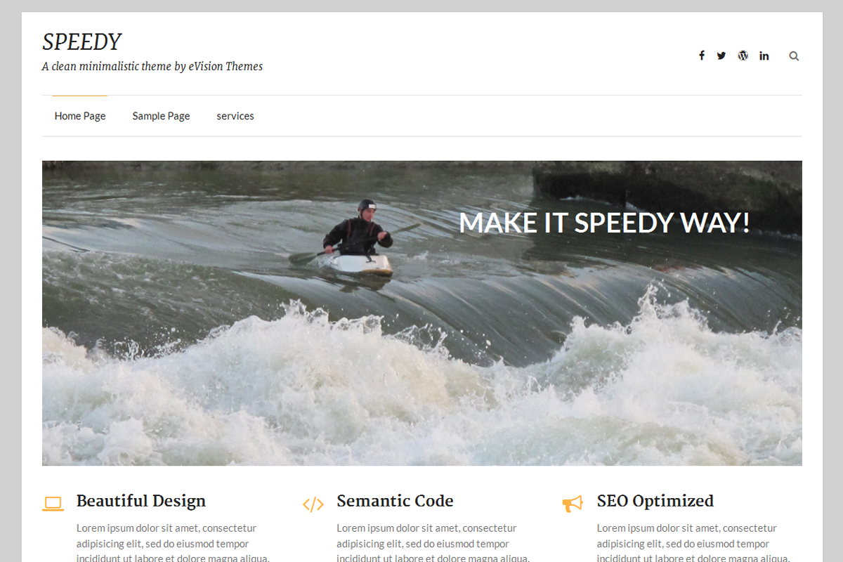 Speedy - Minimalistic Blog Theme, a WordPress Template by eVision Themes (Photo 3 of 3)