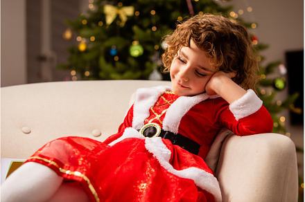 Adorable girl in Christmas dress, a Holiday Photo by oksix