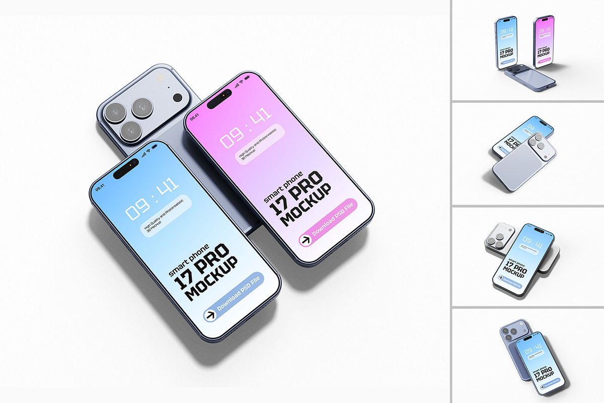 iPhone 17 Pro Mockup, an iPhone Mockup by Graphic Deal (Photo 1 of 6)