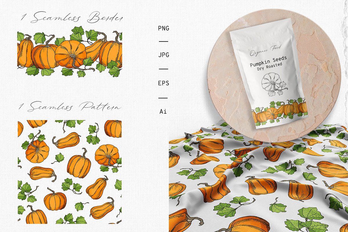 Autumn Pumpkins Hand Drawn Graphics, a Food Illustration by Olya Haifisch (Photo 8 of 9)