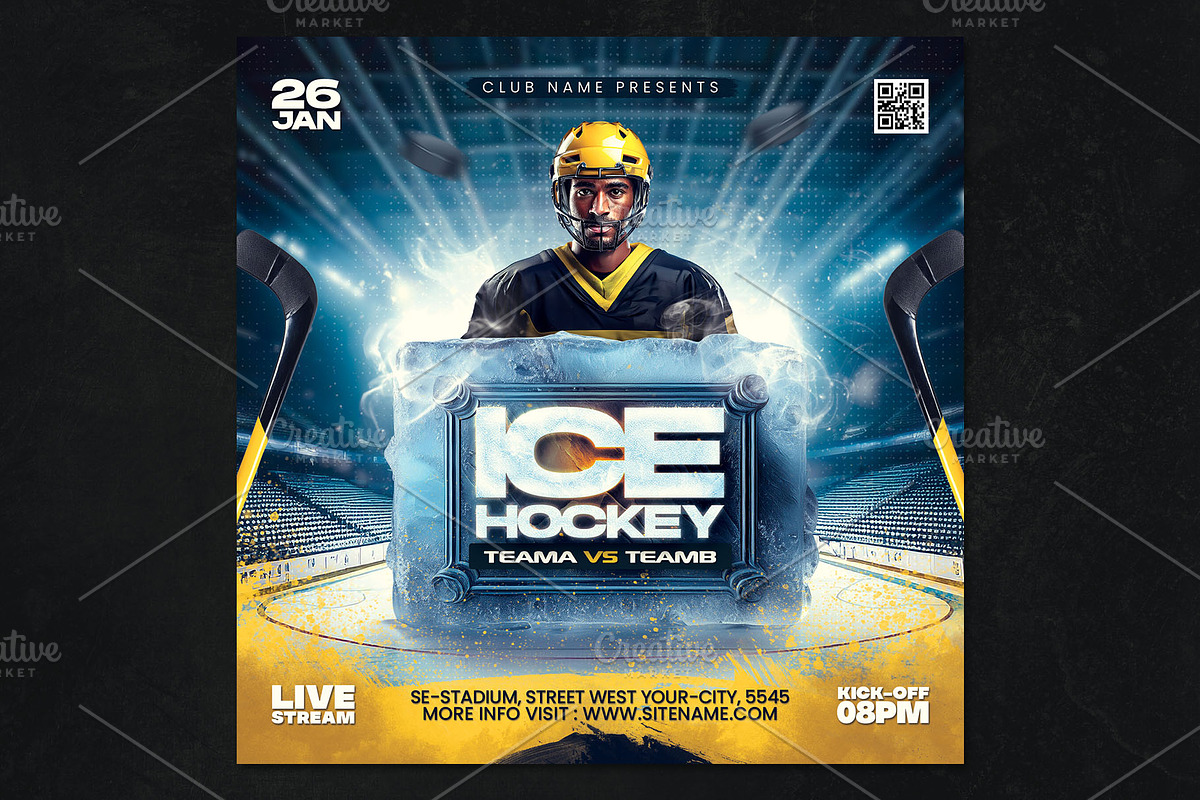 3 Hockey Flyer Template, a Flyer Template by Tarommir (Photo 4 of 7)