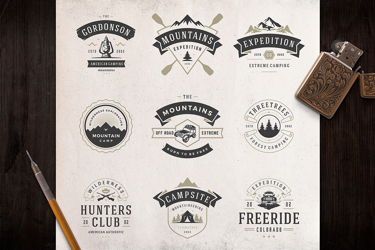 280 Outdoor logos and badges, a Branding & Logo Template by Vasya Kobelev (Photo 2 of 83)