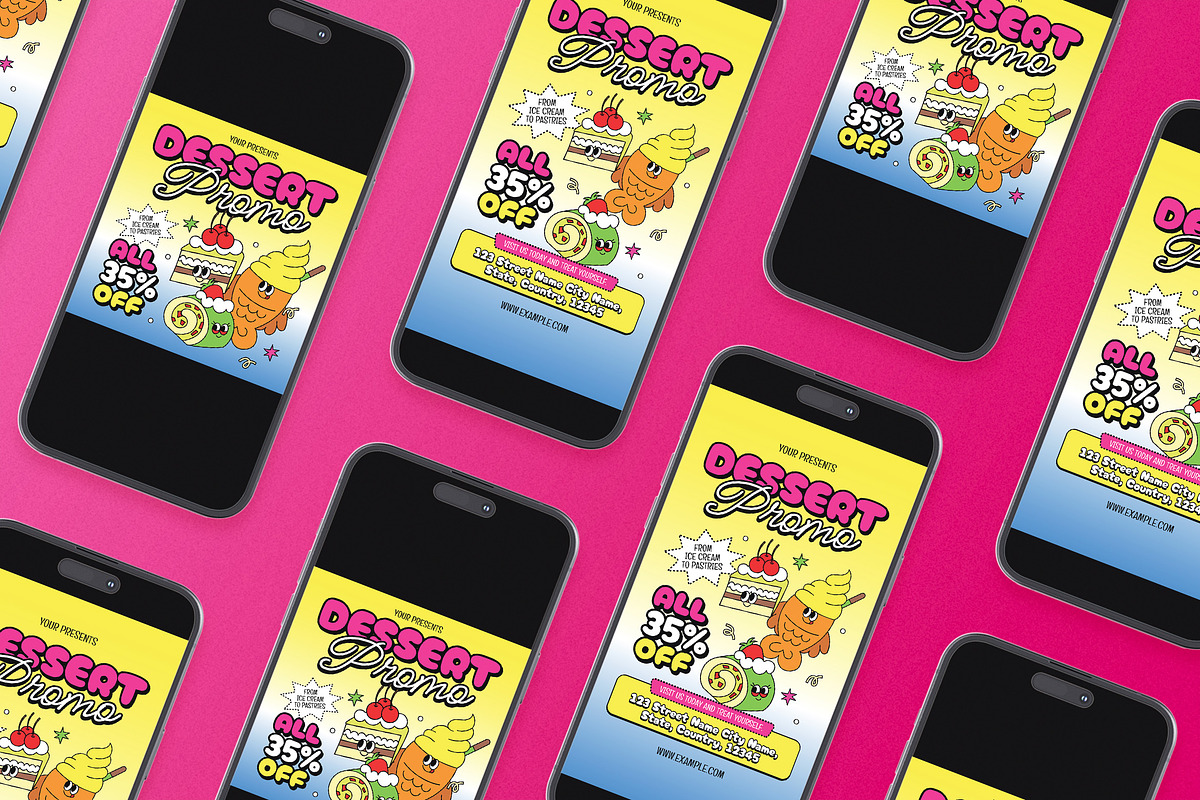 Retro Dessert Promo Flyer Set, a Flyer Template by Aiyari Graphic (Photo 2 of 3)