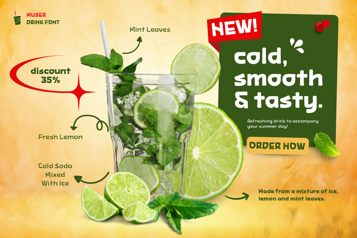 Muser Drink - Display Font, a Sans Serif Font by productype1 (Photo 2 of 11)