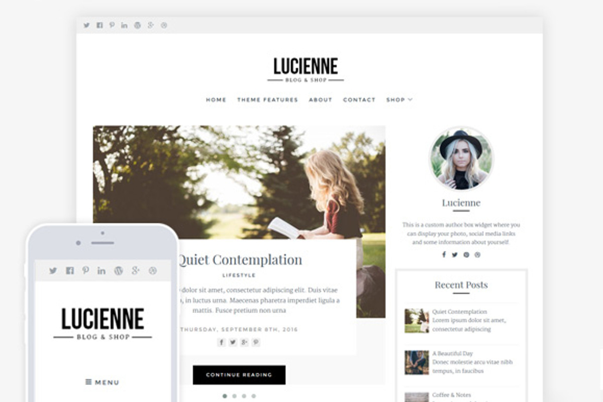 Lucienne / Blog & WooCommerce Theme, a WordPress Template by AlienWP (Photo 1 of 4)