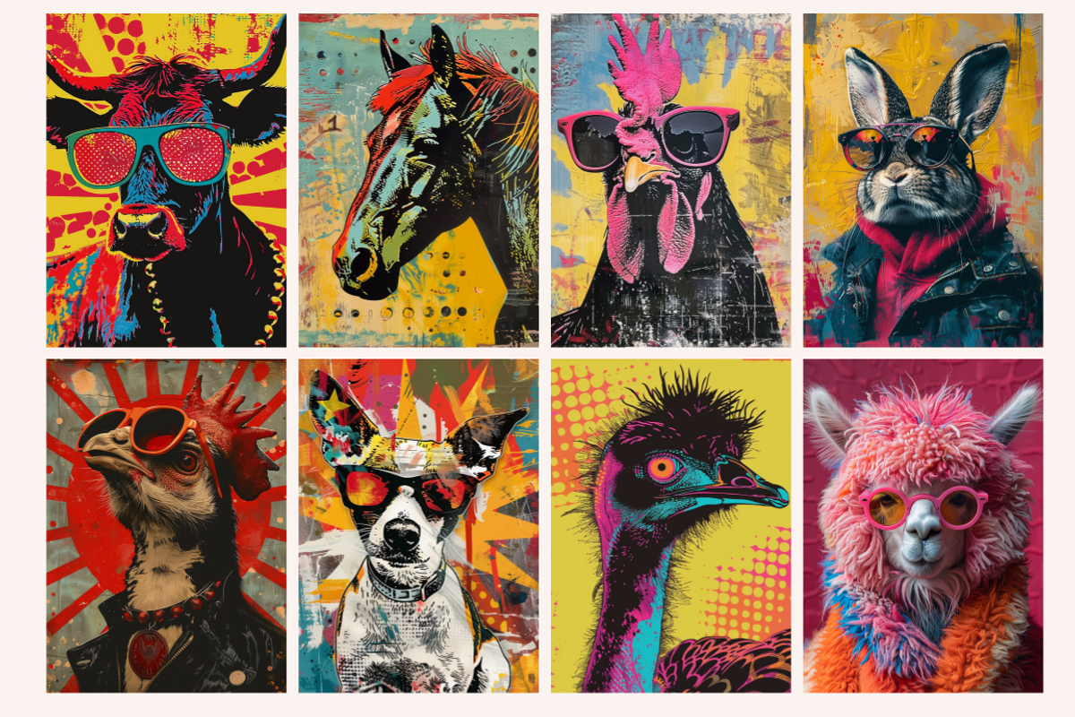 Pop Art Punk Farm Animals, a Background Graphic by PrintHaven Designs (Photo 7 of 8)
