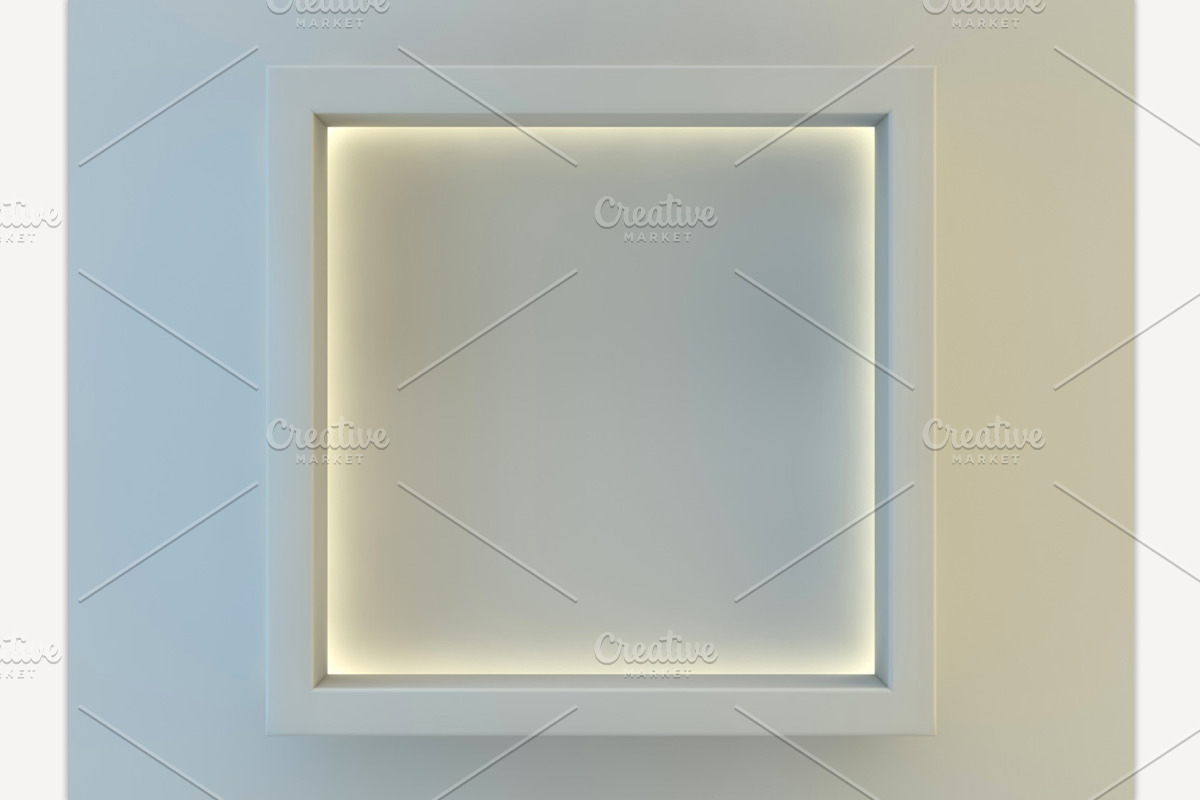 Frame on the wall with light lamps., a Household Mockup by 3D Graphics Shop