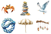 Watercolor Coastal Serenity Clipart, an Illustration by Watercolor design (Thumbnail 5 of 5)