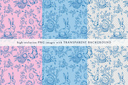 Easter Blue Toile Seamless Pattern, a Pattern Graphic by Olya Creative (Thumbnail 3 of 6)