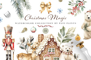 Christmas Magic Watercolor Clipart