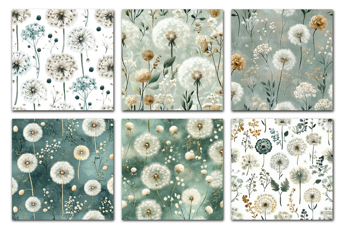 Dandelion Flowers Patterns, a Texture Illustration by Dream Creation (Photo 2 of 6)