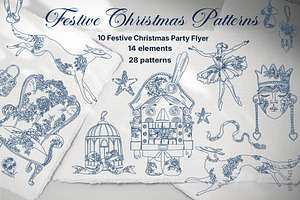 Festive Christmas patterns, a Decorative Illustration by LanaDzi