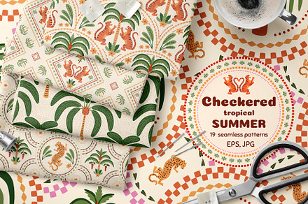 Checkered tropical summer patterns, a Pattern Graphic by Tani Kuzminka