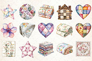 Cottage Quilts Fussy Clipart, a Seasonal Illustration by Rose Art (Thumbnail 2 of 7)