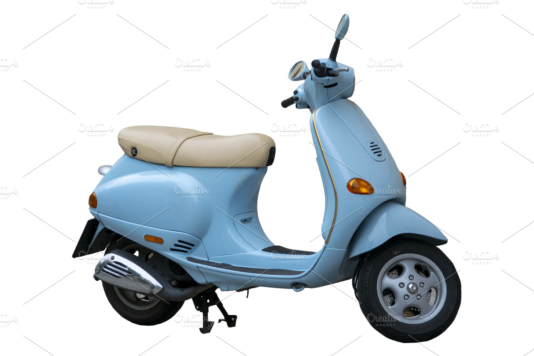 Vintage style scooter isolated, a Transportation Photo by DanFLCreativo
