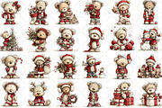 Christmas Teddy Bear Clipart, a Seasonal Illustration by Black Bird Studio (Thumbnail 2 of 7)
