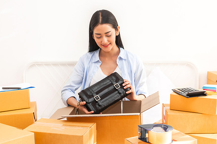 Young woman freelancer working sme business online shopping and, a Person Photo by Art_Photo