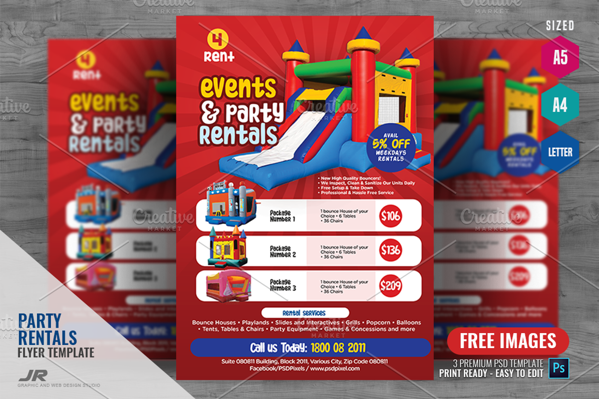 Party Rentals Promotional Flyers, a Flyer Template by PSDPixel