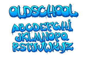 Old School Graffiti Font. Cartoon